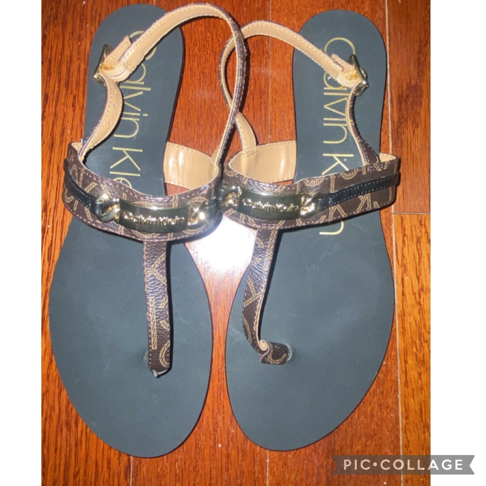 Calvin Klein Black and Brown Sandals